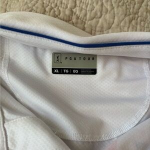 PGA Tour White Polo with Blue Accents